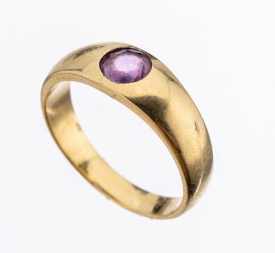 14 kt Gold Rubin-Ring, GG 585/000 gepr., rundfacett. Rubin (besch.), RW 51, ca. 4.1 g