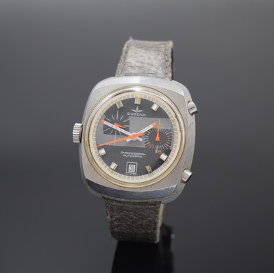 DUGENA seltener vintage Armbandchronograph, Schweiz um 1968, Automatik mit Microrotor, Edelstahlgeh., Boden verschr., 30 Min.- Stoppz., Index bei 5 ...
