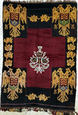3 Bahniger"Wappen-Teppich", Türkei, Anfang 20.Jhd, Wolle auf Wolle, ca. 202 x 141 cm, EHZ: 2-3