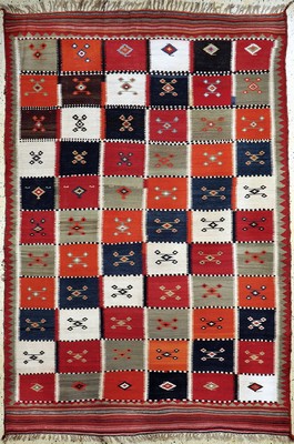 Ghaschgai Kelim antik, Persien, um 1900, Wolle auf Wolle, ca. 265 x 178 cm, EHZ: 2
