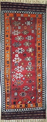 Ghaschgai Kelim antik, Persien, um 1900, Wolle auf Wolle, ca. 334 x 131 cm, EHZ: 1-2