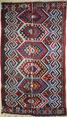 Karaman Kelim antik, Türkei, 19.Jhd, Wolle auf Wolle, ca. 320 x 183 cm, EHZ: 3(2 getrennte Bahnen)