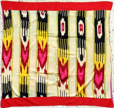 Antike"Ikat"Tuch, Uzbekistan, um 1900, Seide, ca. 105 x 105 cm, EHZ: 2-3