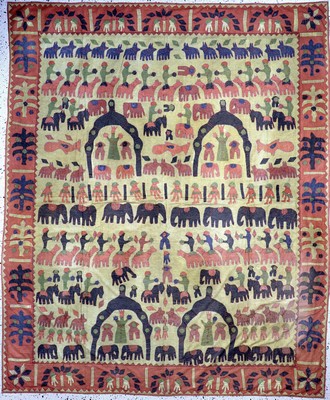 "Patchwork"alt, Indian, Mitte 20.Jhd, Baumwolle, ca. 261 x 218 cm, EHZ: 2