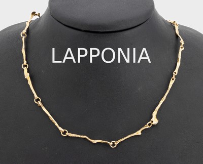 14 kt Gold LAPPONIA Collier, GG 585/000, typ. abstraktes Lapponia Design, L. ca. 50 cm,ca. 14.7 g, Punze verschlagen, Federringschließe ersetzt