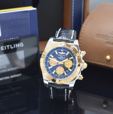 BREITLING Armbandchronograph Chronomat 44 Referenz CB0110, Automatik, Chronometer in Edelstahl/Rotgold kombiniert inkl. orig. Lederband m. orig. ...