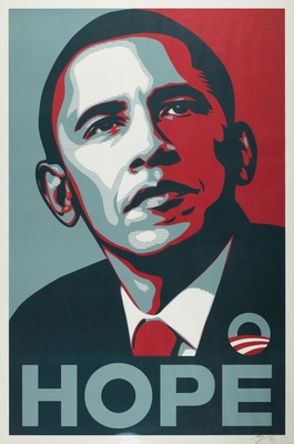 Shepard Fairey, geb. 1970 Charleston, CL, "HOPE", Offsetlitho, handsigniert und datiert 2008, ca. 91x61 cm