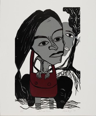 Andrea Lange, geb. 1970 Dresden, 6 Farbholzschnitte, 4x ca. 50x35 cm: "Ammon" 2003, "Zu irgendeiner Zeit" 2010, ...