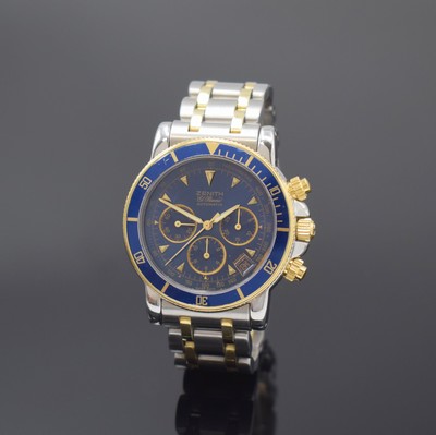 ZENITH Armbandchronograph El Primero Rainbow Referenz 41-0370-400, Schweiz um 1992, Automatik, Edelstahl/Gold komb. inkl. orig. Gliederband m. dopp. ...
