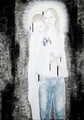 Teiji Hayama, Hopes Begins In The Dark, Öl/Lwd., signiert, ca. 139 x 100 cm, Rahmen