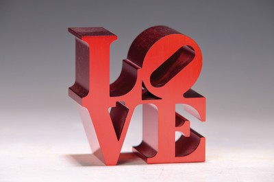 Robert Indiana, Aluminiumskulptur, verkleinertes Modell nach dem Monumetalwerk aus Stahl, Hrs. IMA Inidanopolis Mueum of Art,2011, ca. 8 x 7 x 4 cm, ...