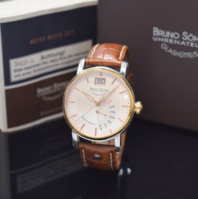 BRUNO SÖHNLE Pesaro Herrenarmbanduhr in Stahl Referenz 17-63073.245, Deutschland um 2014, quarz, beids. vergl. Geh., Boden 6-fach verschr., Krone ...