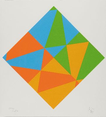 Max Bill, 1908 Winterthur-1994 Berlin, Geometrische Komposition, Farbserigraphie, handsign. und dat. 88, num. 147/250, ca. 47x47cm, PP, u.Gl., R. ca. ...
