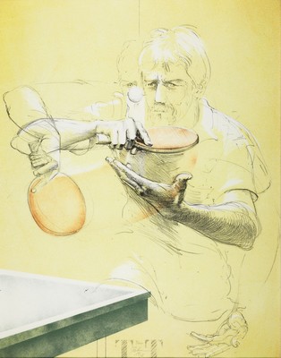 Wolfgang Jürgen Prill, geb. 1948 Halle/Saale, Der Aufschlag, Farblithographie, handsign. und dat. 1992, num. 5/100, ca. 64x50cm, u.Gl., R. ca. ...