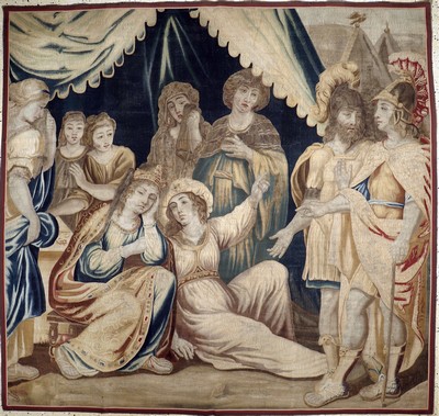 Brüsseler"Tapisserie"antik, Flandern, 17.Jhd, Wolle mit Seide, ca. 270 x 255 cm, EHZ: 2(mehrere alte restaurierungen). (Geschichte aus ...