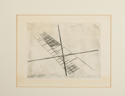 Laszlo Moholy-Nagy, 1895Bacsborsod/Ungarn-1946 Chicago/USA, Konstruktion mit Kreuz, Radierung aus der Edition griffelkunst aus dem Jahr 1995, ...