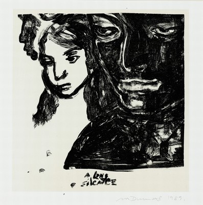 Marlene Dumas, geb. 1953 Kapstadt, lebt seit 1977 in Amsterdam, A long silence, Lithographie, handsign. und dat. 1989, ca. 26x25cm, PP, u.Gl., R. ca. ...