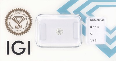 Loser Brillant, 0.37 ct feines Weiß(G)/vs2,eingeschweißt, IGI-Expertise