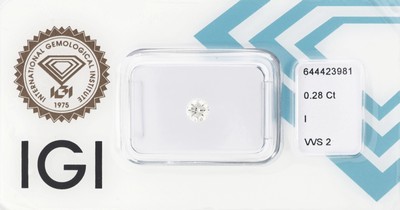 Loser Brillant, 0.28 ct l.get.Weiß(I)/vvs2,eingeschweißt, IGI-Expertise