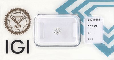 Loser Brillant 0.28 ct hochfeines Weiß(E)/si1, eingeschweißt, IGI-Expertise