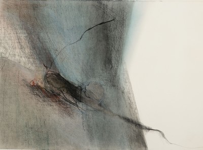 Georg Thorsten Schade (Kozik), geb. 1948, Erdspur, Mischtechnik auf Papier, rückseitig betitelt und sign. Kozik, ca. 51x36cm, u.Gl. R. ca. 63x50cm