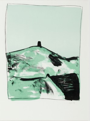 Thomas Schütte, geb. 1954 Oldenburg, tätig in Düsseldorf, 2 Farblithographien: Kirschen, handsign., ca. 30x23cm, PP, u.Gl., R. ca. 61x51cm; Burg, ...