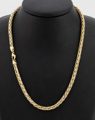 14 kt Gold Collier, GG 585/000, D. ca. 4.6 mm, L. ca. 45 cm, Karabinerschließe, ca. 18.3 g