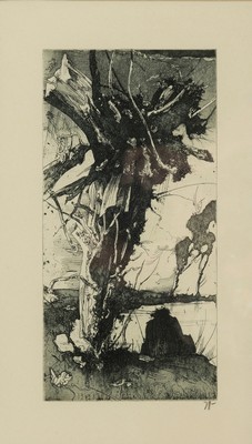 Horst Janssen, 1929-1995, Liselotten-Land, Radierung von 1987, monogr., verso Stempel Ed. Griffelkunst und Nachlaßstempel, ca. 29x4.5cm, PP, u.Gl., ...