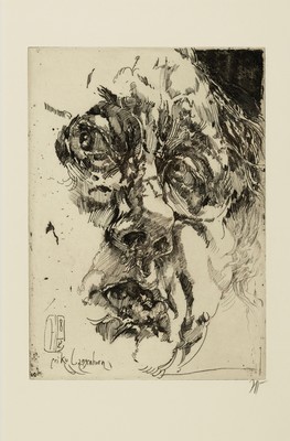 Horst Janssen, 1929-1995, Selbstporträt, Radierung von 1982, monogr., verso Stempel Ed. griffelkunst und Nachlaßstempel, ca. 29x21cm, PP, u.Gl., R. ...