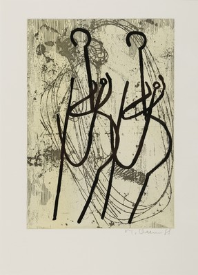 Markus Oehlen, geb. 1956 Krefeld, Ohne Titel, Aquatintaradierung, rechts unten handsign. und dat. 88, ca. 28x19cm, PP, u.Gl., R. ca. 52x42cm, ...