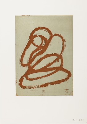 Günther Förg, 1952 Füssen-2013 Freiburg, Ohne Titel, Farbholzschnitt, sign. und dat. 93, ca. 35x24cm, u.Gl., R. ca. 60x50cm