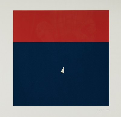 Timur Petrovich Novikov, 1958-2002 St. Petersburg, Sonnenaufang am Meer, Farbserigraphie, handsign., dat. 1992, ca. 40x40cm, u.Gl., R. ca. 60x60cm
