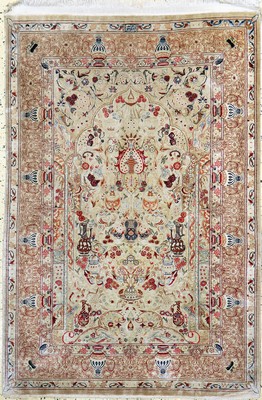 Ghom Seide fein signiert, Persien, Ende 20.Jhd, reine Naturseide, ca. 153 x 103 cm, ca. 1,0 Mio. Kn/qm, EHZ: 2