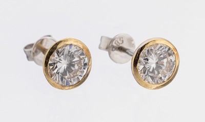 Paar 14 kt Gold Brillant-Ohrstecker, GG/WG 585/000, in GG gefasste Brillanten zus. ca. 1.60 ct Weiß/vs-si, ca. 1.5 g