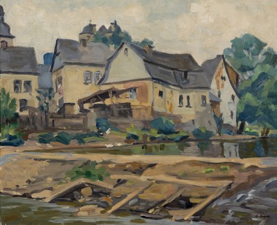Karl Wilhelm Dahl, 1869-1942, Partie in Gemünden im Hunsrück, Öl/Lwd, rechts unten signiert, ca. 45x55cm, R. ca. 56x66cm