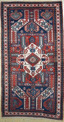 Antiker Kazak"Kazim-Ushak", Kaukasus, um 1900, Wolle auf Wolle, ca. 260 x 143 cm, EHZ: 2-3, restauriert