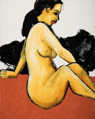 Gernot Kissel, 1939 Worms-2008, Sitzender Akt, Öl/Lwd, unsig., aus dem Nachlass des Künstlers stammend, ca. 100x80cm