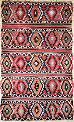 Anatol Kelim antik, Türkei, um 1900, Wolle auf Wolle, ca. 280 x 170 cm, EHZ: 2(mehrerer kleine Löcher).