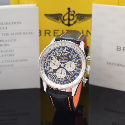 BREITLING Navitimer Cosmonaute Herrenchronograph Referenz D12022, Schweiz um 1995, Handaufzug, Edelstahlgeh., beids. drehb. Rechenschieber-Lünette, ...