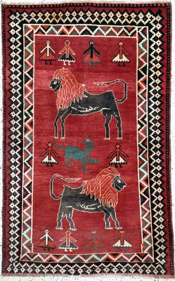 Gabbeh alt, Persien, Mitte 20.Jhd, Wolle auf Wolle, ca. 180 x 114 cm, EHZ: 2-3