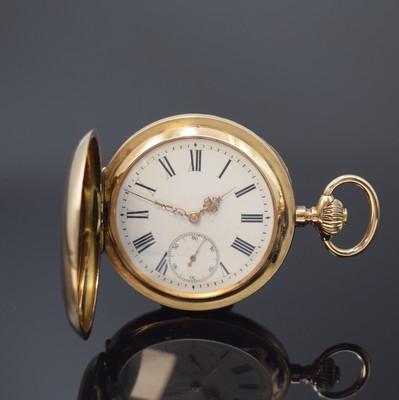 SYSTEME GLASHÜTTE Herrensavonette in GG 585/000, Schweiz um 1910, guill. 3-Deckel- Goldgeh. sign. L.U.C dell., Sprungdeckel m. Monogramm, ...