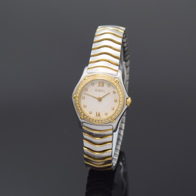 EBEL Classic Sport Damenarmbanduhr mit Diamantbesatz Referenz 1157F14, Schweiz um 1995, quarz, Edelstahl/Gold inkl. Wellengliederband m. dopp. ...