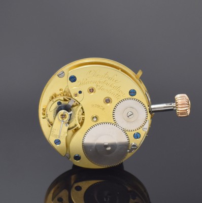 DEUTSCHE UHRENFABRIKATION GLASHÜTTE Taschenuhrwerk, Deutschland um 1890, Kronenaufzug, Emailzifferbl. m. arab. Zahlen l. riss., gold. Zeiger, kl. ...