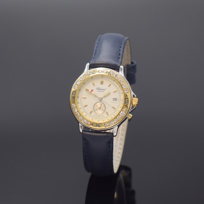 CHOPARD Mille Miglia Damenarmbanduhr mit Chronograph in Stahl/Gold Referenz 16/8142, Schweiz um 2000, quarz, Boden 7-fach verschr., Lünette aufw. m. ...