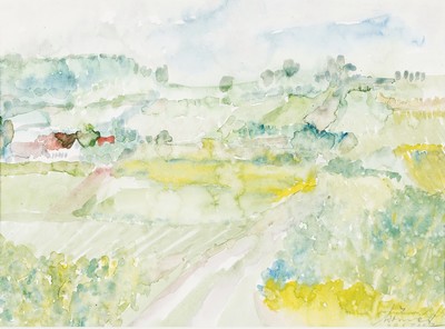 Willi Woerner, 1931 Ludwigshafen-2014 Oggersheim, Aquarellist und Illustrator, Aquarell, sommerliche Haardtlandschaft, 2007, handsigniert, unter PP ...
