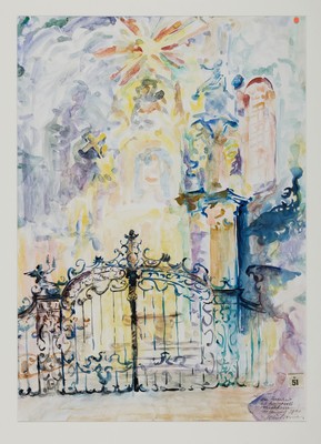 Willi Woerner, 1931 Ludwigshafen-2014 Oggersehim, Aquarellist und Illustrator, Aquarell, "Die Wahrheit ist kunstvoll verschlossen", Blick ...