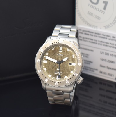 SINN U1 auf 500 Stück limitierte Herrenarmbanduhr, Deutschland verk. lt. beil. Pap. 03/2021, Automatik, matt. U-Boot- Stahlgeh. inkl. orig. ...