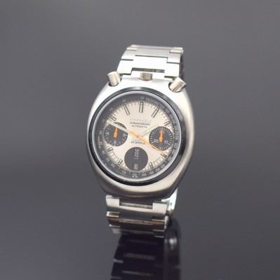 CITIZEN Bull Head Armbandchronograph in Stahl Referenz 67-9011, Japan um 1975, Automatik, verschr. Edelstahlgeh. inkl. orig. Gliederband m. ...