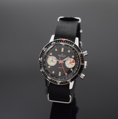 BREITLING Sprint Chronograph Referenz 2010 in Stahl, Schweiz um 1968, Handaufzug, verschr. Geh., schwarze Drehlünette m. 12-Std.- u. 60-Min.-Tlg., ...