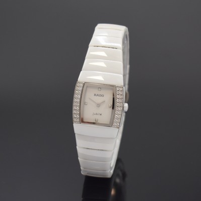RADO Damenarmbanduhr Jubile Sintra Referenz 153.0831.3, Schweiz um 2010, weißes Keramikgeh. inkl. Gliederband m. dopp. Faltschl., seitl. aufw. m. ...